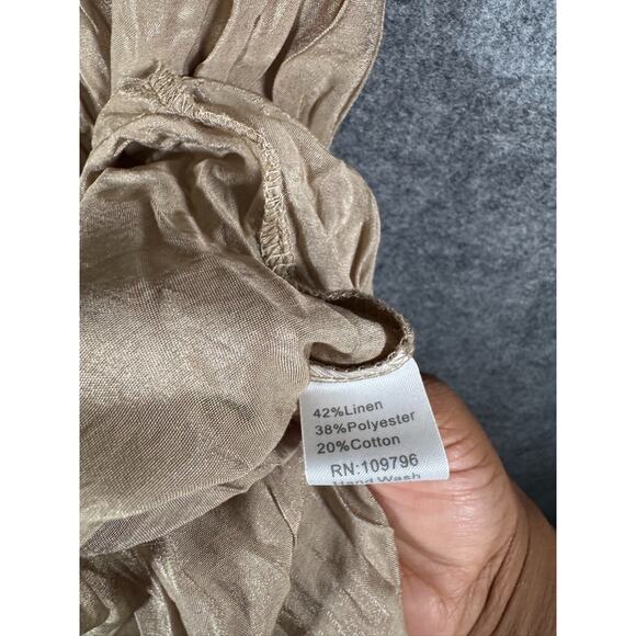 Pretty Angel Dress Women S Brown Linen Blend Midi Lagenlook hippie minimalist4 - Picture 6 of 8
